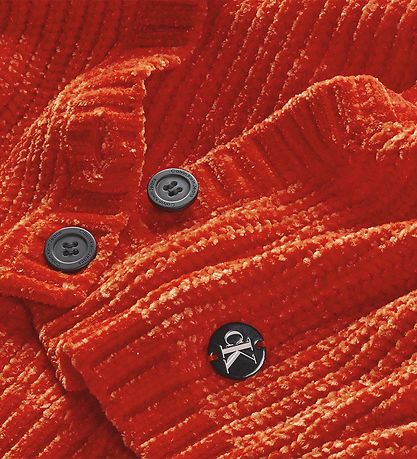 Calvin Klein Cardigan - Velvet - Chenille - Cropped - Coral Oran