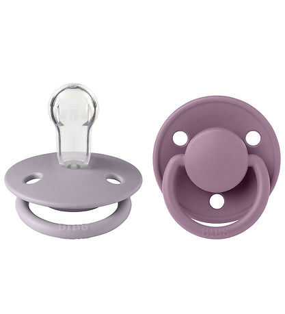 BIBS De Lux Pacifiers - 2-Pack - Round - Fossil Grey/Mauve BIBS De Lux Pacifiers - 2-Pack - Round - Fossil Grey/Mauve