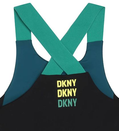 DKNY Sports Bra Top - Petrol Blue/Black