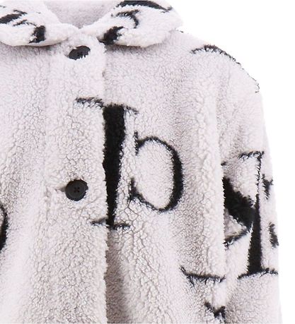 Calvin Klein Fleece Coat - Monogram Teddy - Grey/Black