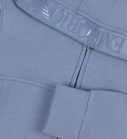 Emporio Armani 가디건 - 더스티 블루 포함 로고 스트라이프