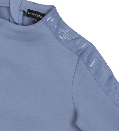 Emporio Armani 원피스 - 더스티 블루 포함 로고 스트라이프