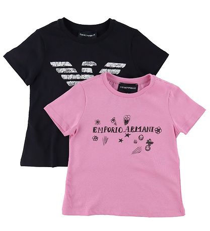 Emporio Armani T-shirts - 2-Pack - Navy/Flamingo Emporio Armani T-shirts - 2-Pack - Navy/Flamingo