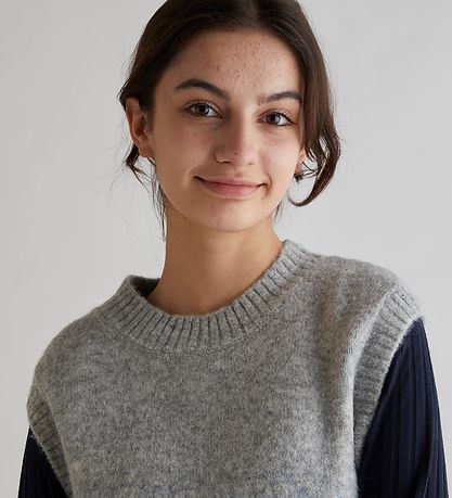 Grunt Waistcoat - Charlotte Knit Waistcoat - Grey Melange