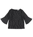 Add to Bag Bluse - Schwarz m. Nadelstreifen