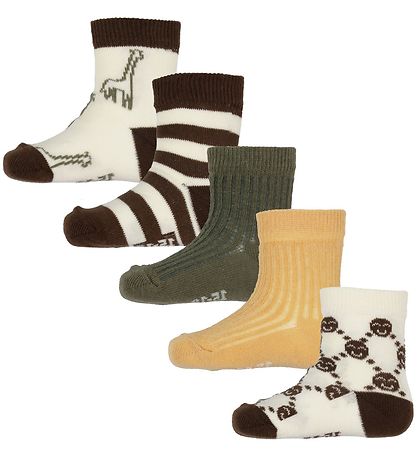 Minymo Socks - 5-Pack - Cocoa Brown w. Pattern Minymo Socks - 5-Pack - Cocoa Brown w. Pattern