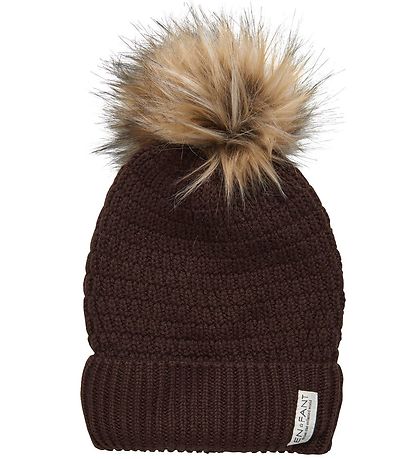 En Fant Beanie - Wool/Acrylic - Coffee Bean w. Pom-Pom En Fant Beanie - Wool/Acrylic - Coffee Bean w. Pom-Pom