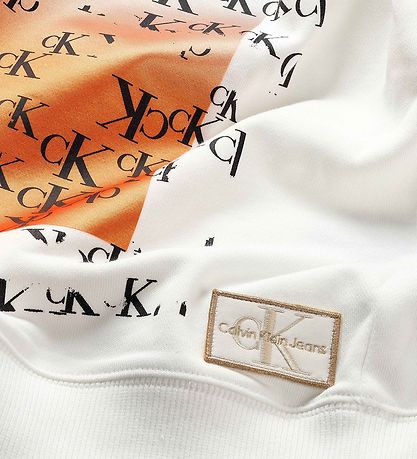 Calvin Klein Hettegenser - Grafikk Ny Placement - Bright White
