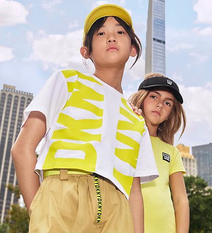 DKNY T-shirt - Cropped - White/Lemon