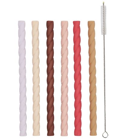 Paille OYOY - 6 Pack - Silicone - Cherry Red/Vanilla Paille OYOY - 6 Pack - Silicone - Cherry Red/Vanilla