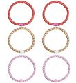 Kknekki Elastic Hair Bands - 6-Pack - Slim - Pastel Glitter/Ligh