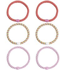 Kknekki Haargummis - 6er-Pack - Slim - Pastell Glitzer/Helles ro