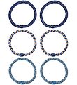 Kknekki Elastic Hair Bands - 6-Pack - Slim - Blue