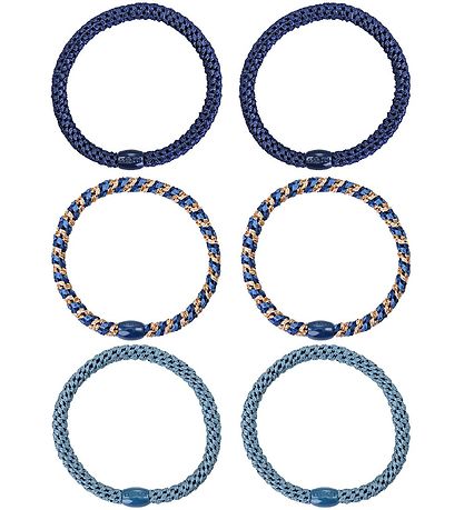Kknekki Elastic Hair Bands - 6-Pack - Slim - Blue
