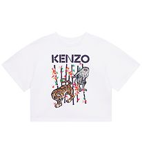 Kenzo T-shirt - Cropped - White w. Animals Kenzo T-shirt - Cropped - White w. Animals