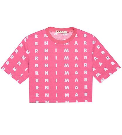 Marni T-shirt - Cropped - Pink w. White