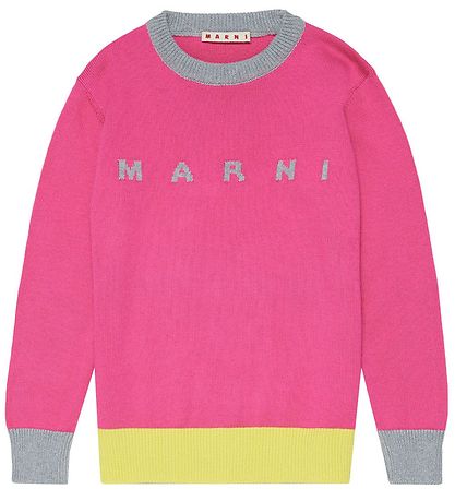 Marni Pusero - Neulottu - Vaaleanpunainen, Harmaa melange/Keltai