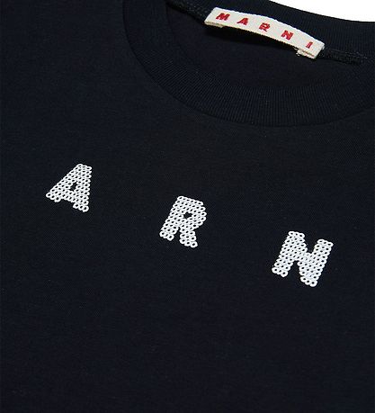 Marni T-Shirt - Bijgesneden - Zwart m. Pailletten Marni T-Shirt - Bijgesneden - Zwart m. Pailletten