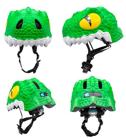 Crazy Safety Hjólahjálmur M. Ljós - Crocodile - Grænt
