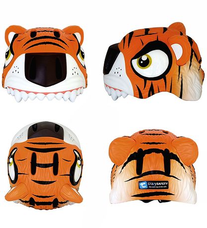 Crazy Safety Bicycle Helmet w. Light - Tiger - Orange Crazy Safety Bicycle Helmet w. Light - Tiger - Orange