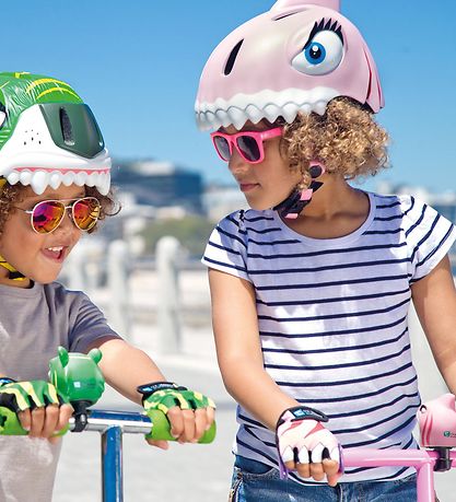 Crazy Safety Bicycle Helmet w. Light - Shark - Pink