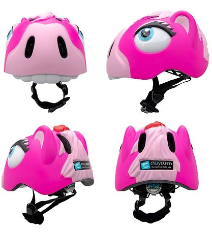 Crazy Safety Bicycle Helmet w. Light - Horse - Pink
