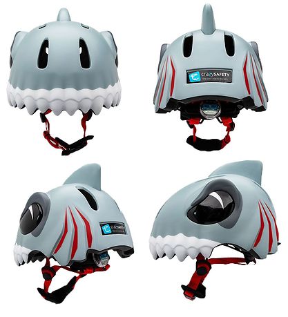 Casque de Vélo av. Lumière Crazy Safety - Shark - Gris Casque de Vélo av. Lumière Crazy Safety - Shark - Gris