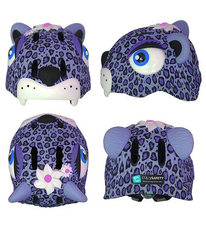 Crazy Safety Bicycle Helmet w. Light - Leopard - Purple Crazy Safety Bicycle Helmet w. Light - Leopard - Purple