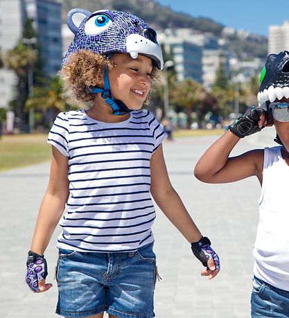 Crazy Safety Bicycle Helmet w. Light - Leopard - Purple Crazy Safety Bicycle Helmet w. Light - Leopard - Purple