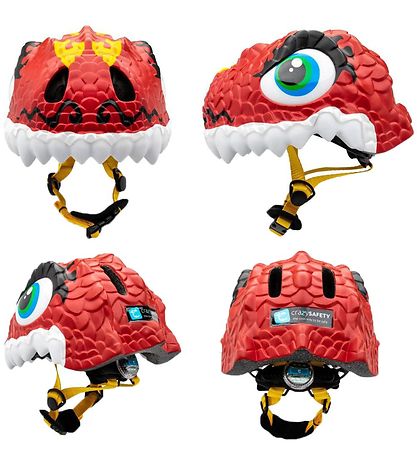 Crazy Safety Bicycle Helmet w. Light - Dragon - Red