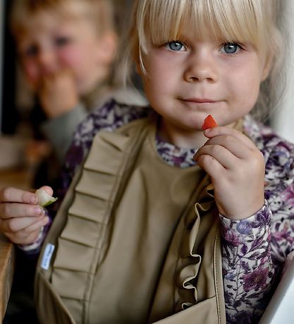 Mikk-Line Bib - PU - Olive Gray w. Ruffles