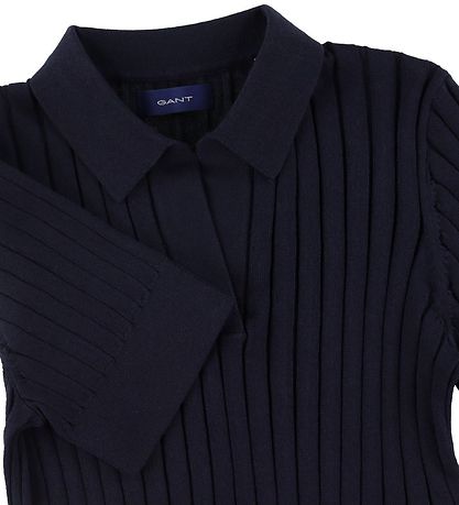 GANT Polo - Knitted - Rib - Cropped - Evening Blue GANT Polo - Knitted - Rib - Cropped - Evening Blue