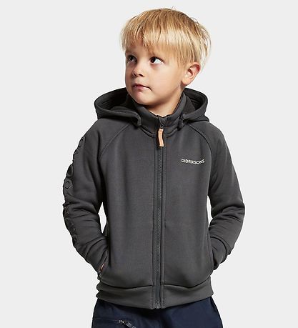 Didriksons Cardigan w. Fleece - Corin - Coal Black