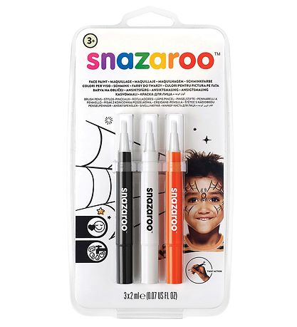 Snazaroo Schmink - Penseelverf - 3 st. - Zwart/Wit/Rood