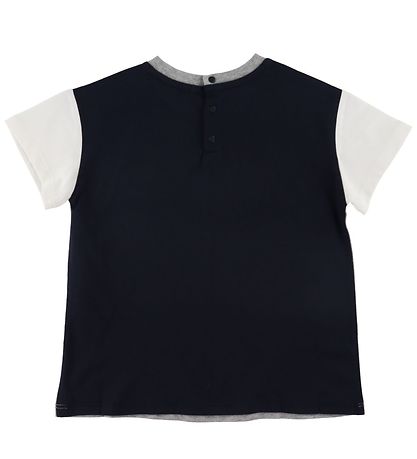 Emporio Armani T-Shirt - Grau Meliert/Navy m. Weiß Emporio Armani T-Shirt - Grau Meliert/Navy m. Weiß