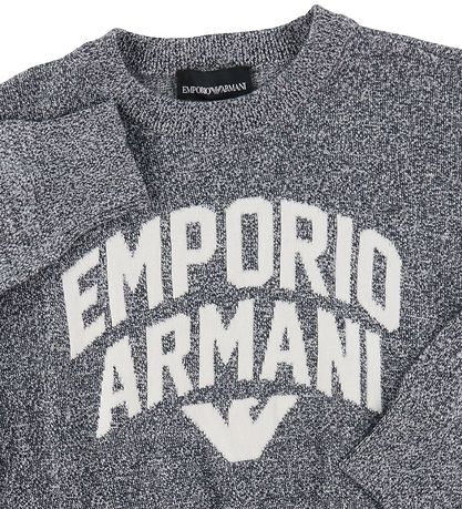 Emporio Armani Blouse - Knitted - Navy/White Melange w. Text
