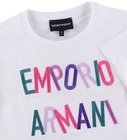 Emporio Armani T-skjorte - Hvit m. Broderi