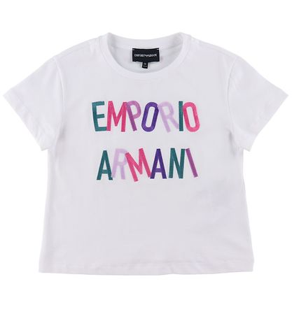 Emporio Armani T-skjorte - Hvit m. Broderi