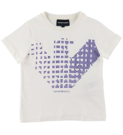 Emporio Armani T-shirt - Vit m. Lila Emporio Armani T-shirt - Vit m. Lila