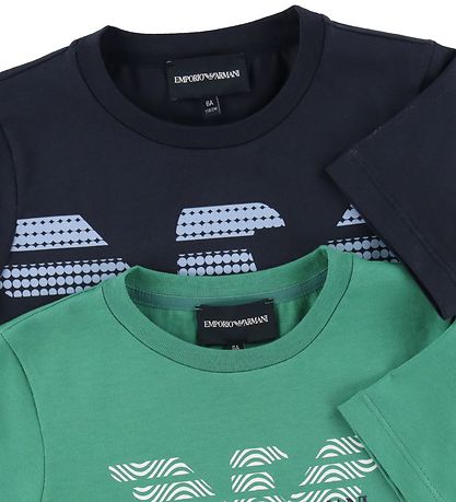 Emporio Armani T-shirts - 2er-Pack - Grün/Navy m. Logo Emporio Armani T-shirts - 2er-Pack - Grün/Navy m. Logo