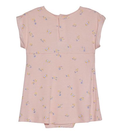 Minymo Bodysuit w. Skirt s/s - Rib - Bamboo - Peach Whip