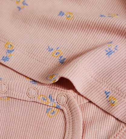 Minymo Bodysuit w. Skirt s/s - Rib - Bamboo - Peach Whip
