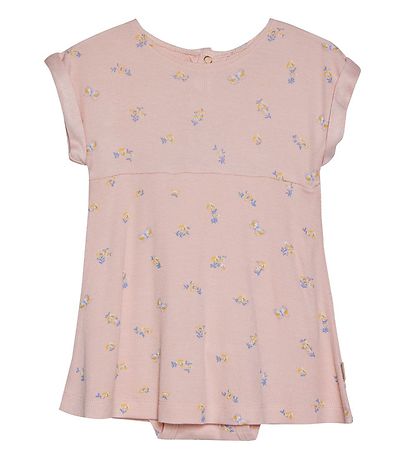 Minymo Bodysuit w. Skirt s/s - Rib - Bamboo - Peach Whip