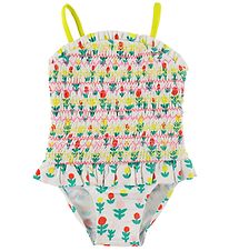 Stella McCartney Kids 원피스 수영복 - UV차단 50+ - 아이보리/컬러풀 Stella McCartney Kids 원피스 수영복 - UV차단 50+ - 아이보리/컬러풀