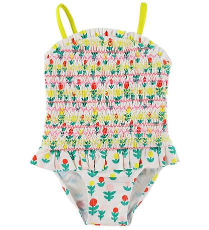 Stella McCartney Kids 원피스 수영복 - UV차단 50+ - 아이보리/컬러풀
