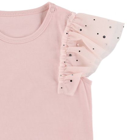 Stella McCartney Kids Bodysuit s/s - Pink w. Silver Dots/Tyl