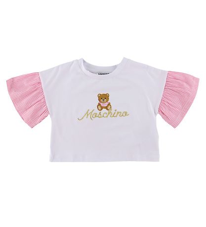 Moschino T-shirt/Denimshorts - White/Blue w. Logo/Gold