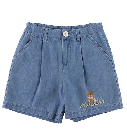 Moschino T-shirt/Denimshorts - White/Blue w. Logo/Gold
