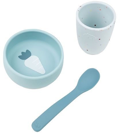 Done by Deer Dinner Set - Silicone - 3 Parts - Blue Done by Deer Dinner Set - Silicone - 3 Parts - Blue