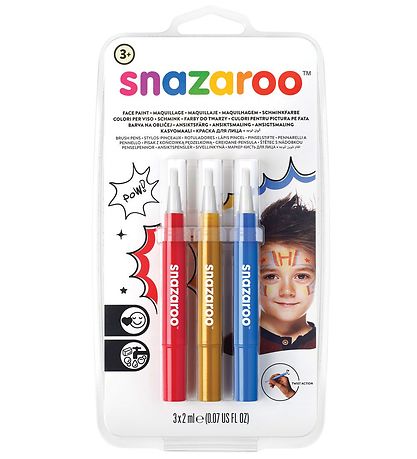 Snazaroo Schmink - Penseelverf - 3 st. - Rood/Goud/Blauw